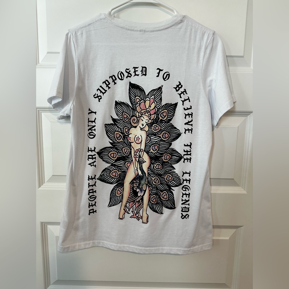 White Graphic Tee with Artistic Design